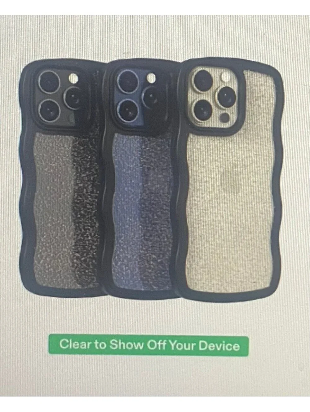 Onn Wavy Grip Case for iPhone 15 Pro Max Black/Gold Glitter